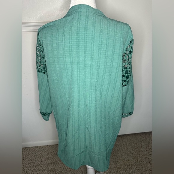 Marc New York Green Relaxed Ribbed Blouse with Mandarin Collar size XL - Picture 4 of 10